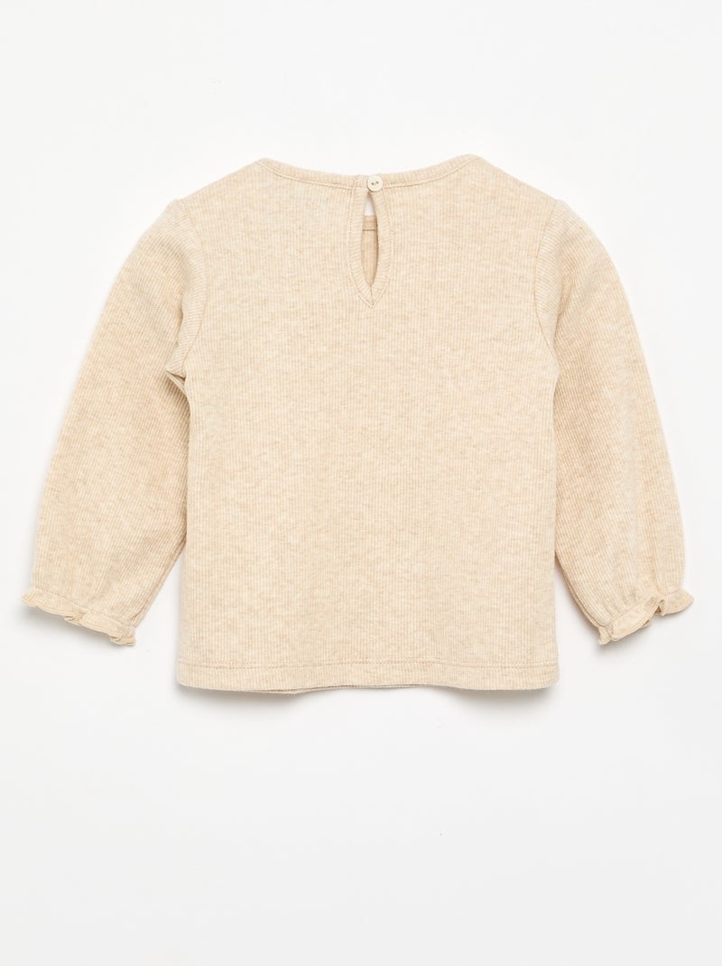 2-piece set - Long-sleeved T-shirt + leggings Beige - Kiabi