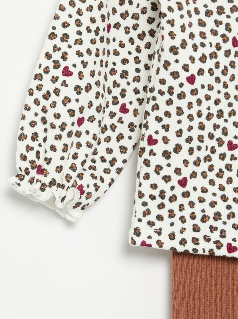 2-piece set - Long-sleeved T-shirt + leggings White - Kiabi