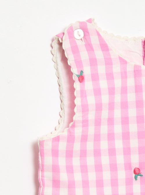 2-piece Set - Sleeveless Gingham Cotton Poplin Dress + Bloomers - Kiabi