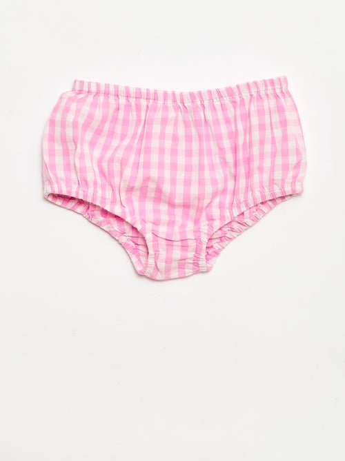 2-piece Set - Sleeveless Gingham Cotton Poplin Dress + Bloomers - Kiabi