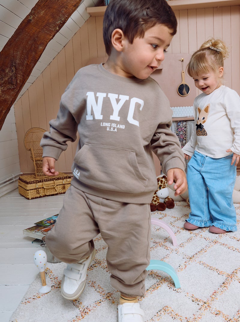 2-piece set - sweatshirt + jogging bottoms Beige - Kiabi