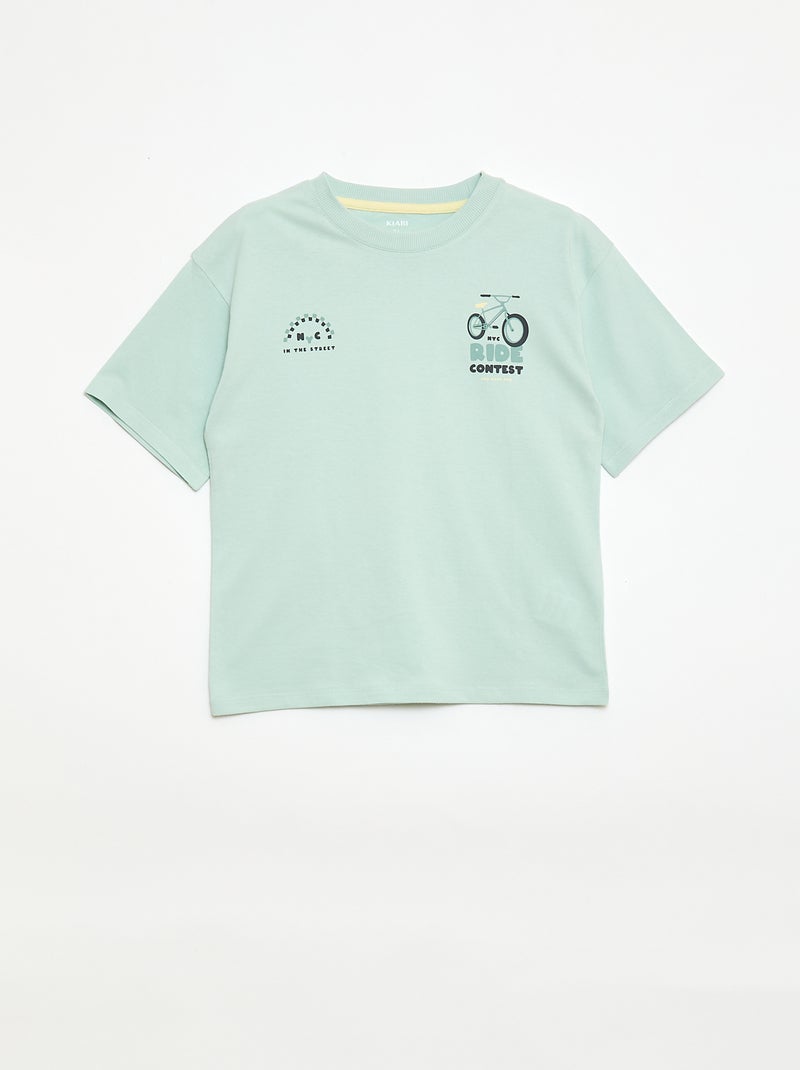 2-Piece Short Pajama Set: Tee + Shorts Green - Kiabi