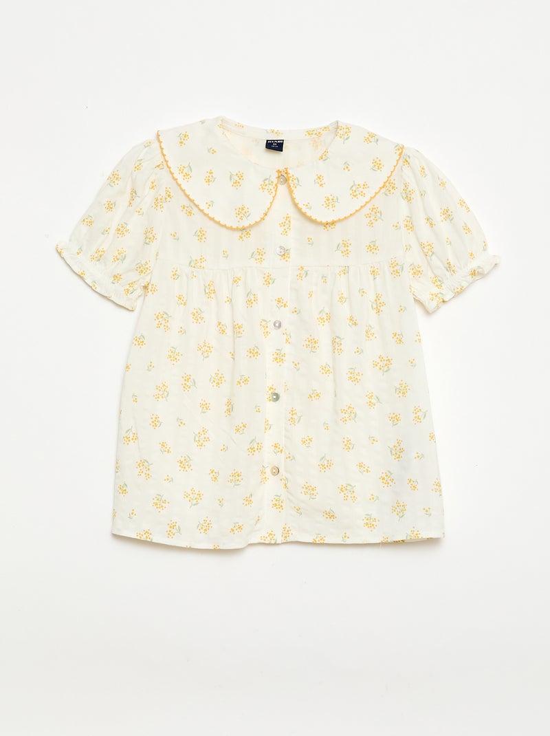 2-piece short pyjamas with ruffles Ecru - Kiabi
