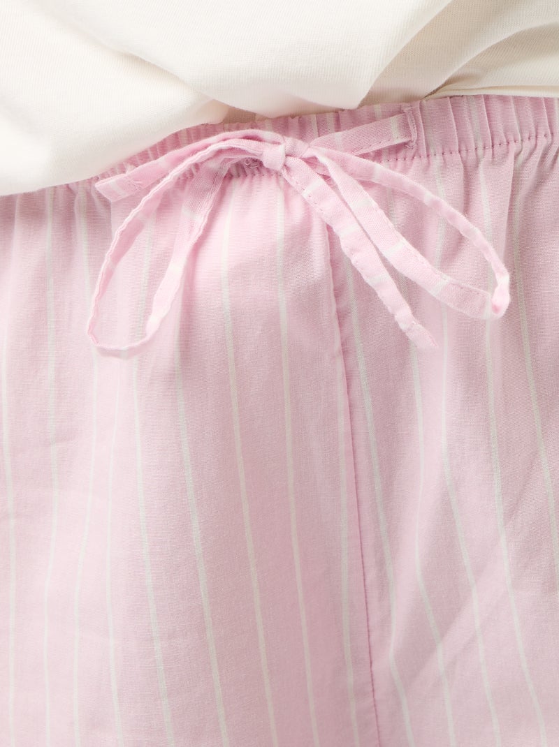 2-Piece Striped T-shirt and Pants Pyjama Set Pink - Kiabi