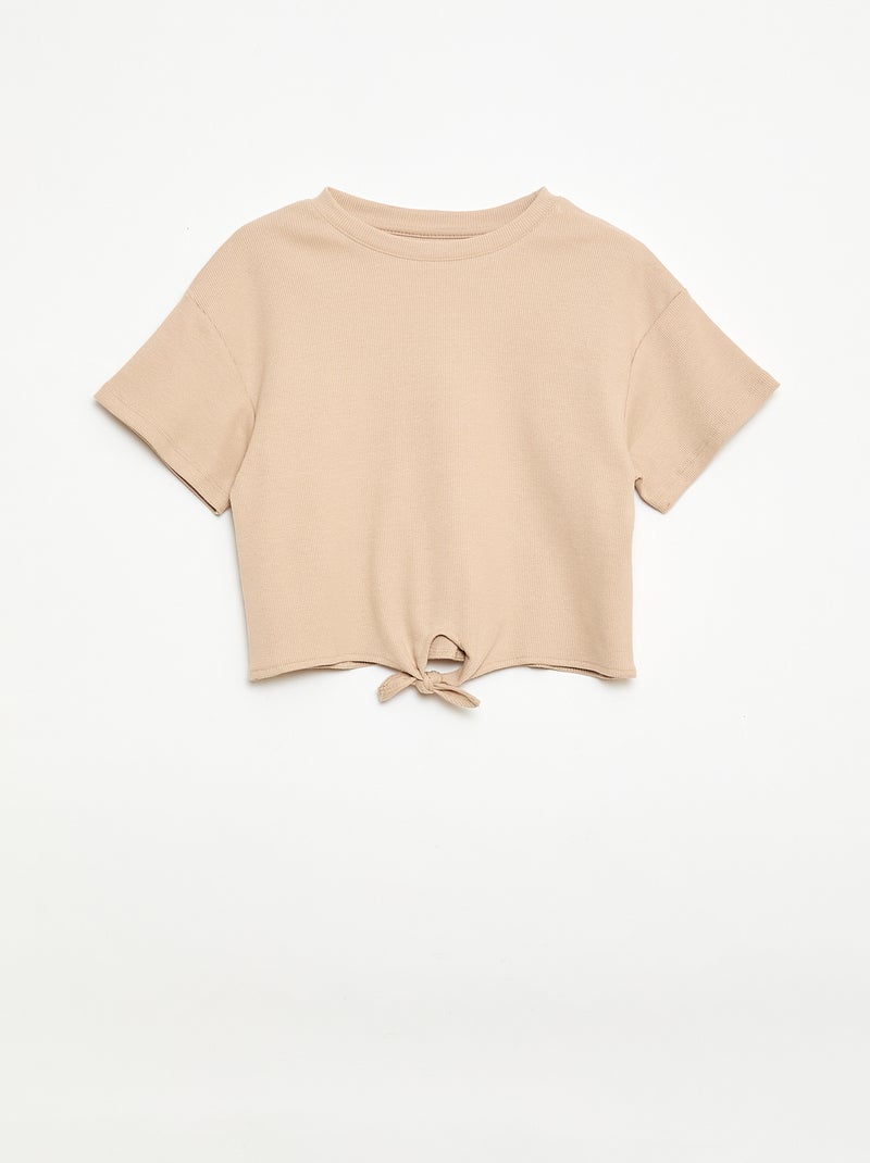 2-piece T-shirt and Flare Trousers Set Beige - Kiabi