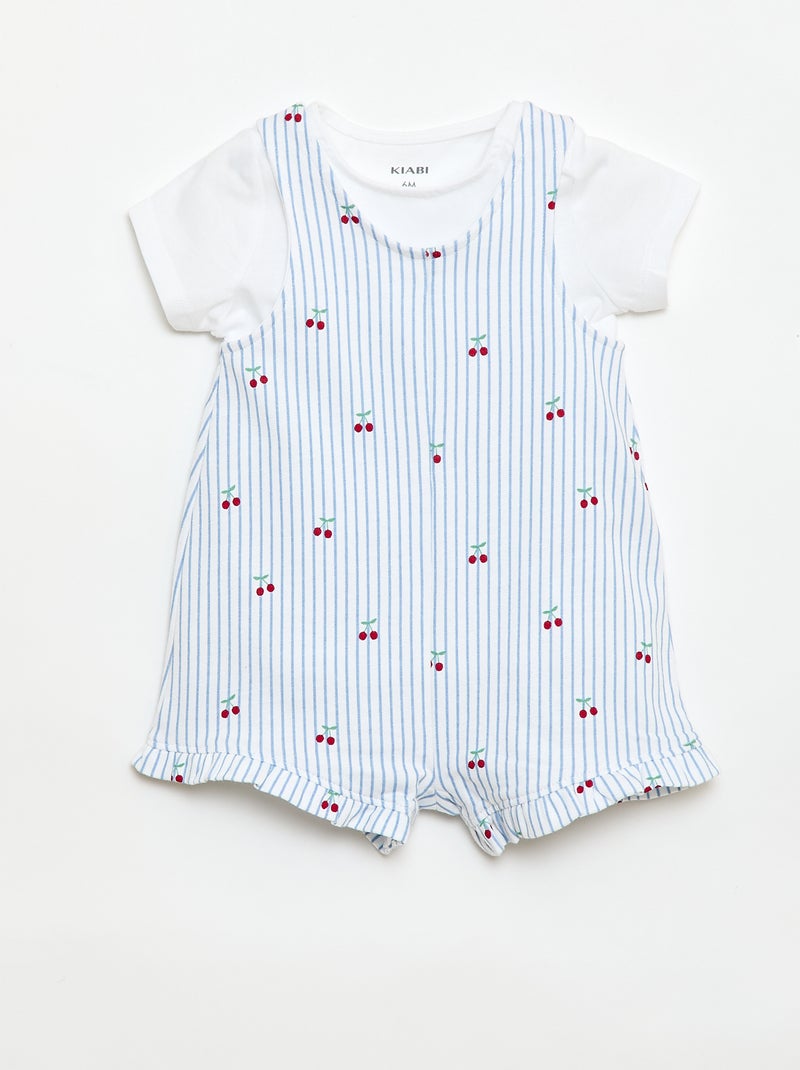 2-Piece T-shirt + Playsuit Set White - Kiabi