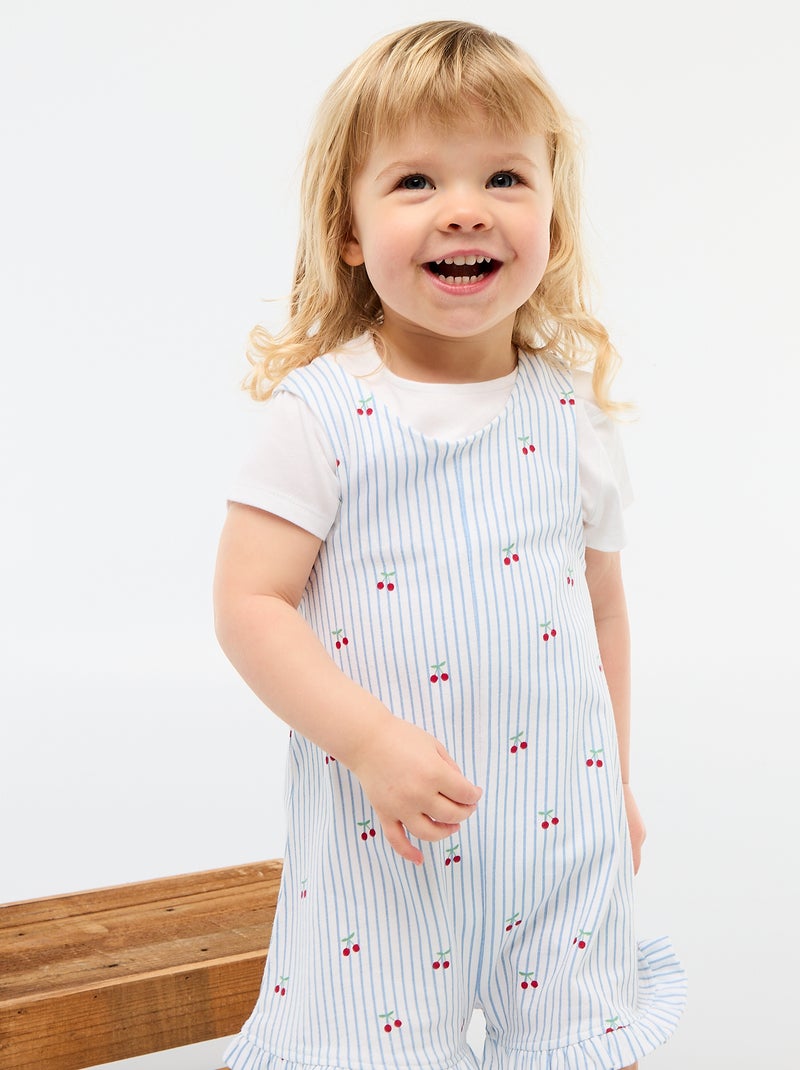 2-Piece T-shirt + Playsuit Set White - Kiabi