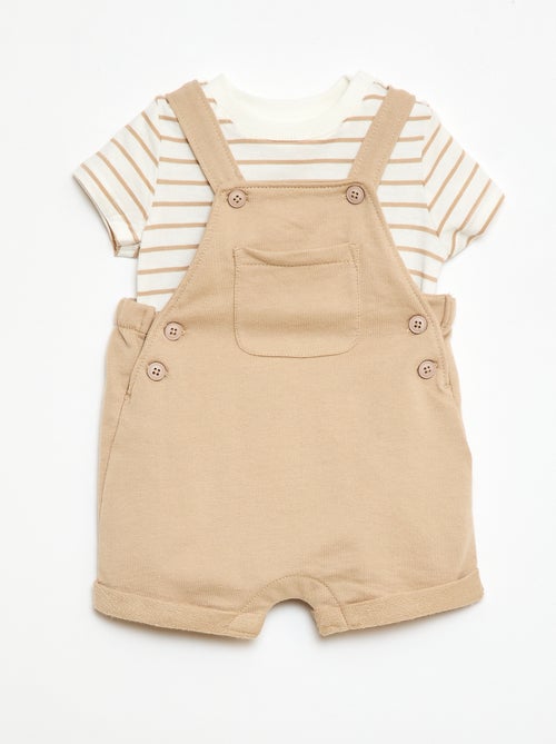 2-Piece T-Shirt + Short Overalls Set - Kiabi