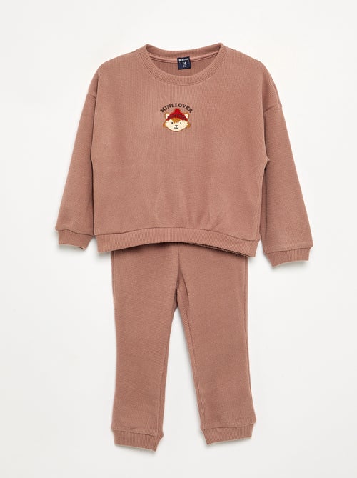 2-piece Waffle Knit Pyjamas - Sweatshirt + Trousers - Kiabi