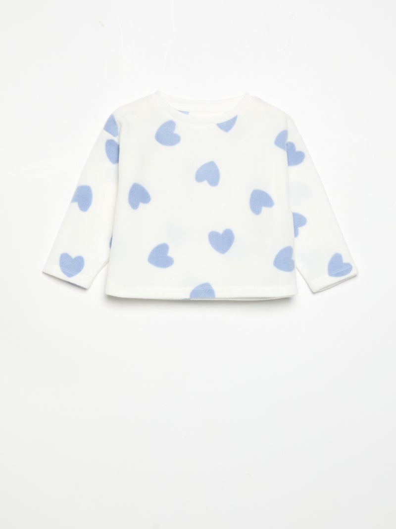2-teiliger Fleece-Pyjama Blanc - Kiabi