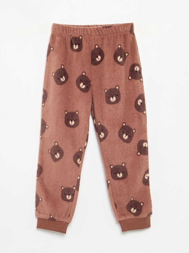 2-teiliger Fleece-Pyjama Marron - Kiabi