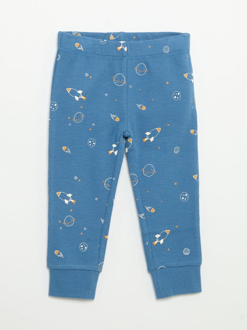 2-teiliger Pyjama - Langarm-T-Shirt + Hose Blau - Kiabi