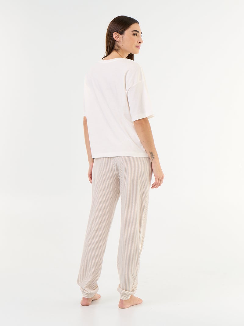 2-teiliger Pyjama - T-Shirt + Hose Blanc - Kiabi