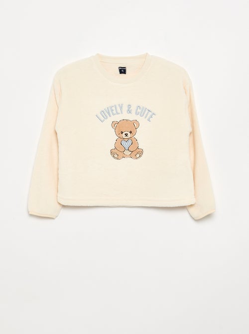 2-teiliger Pyjama aus Korallfleece - Sweatshirt + Hose - Kiabi