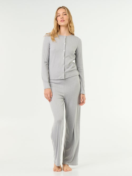 2-teiliger Pyjama aus Pointelle-Strick – Oberteil + Hose - Kiabi