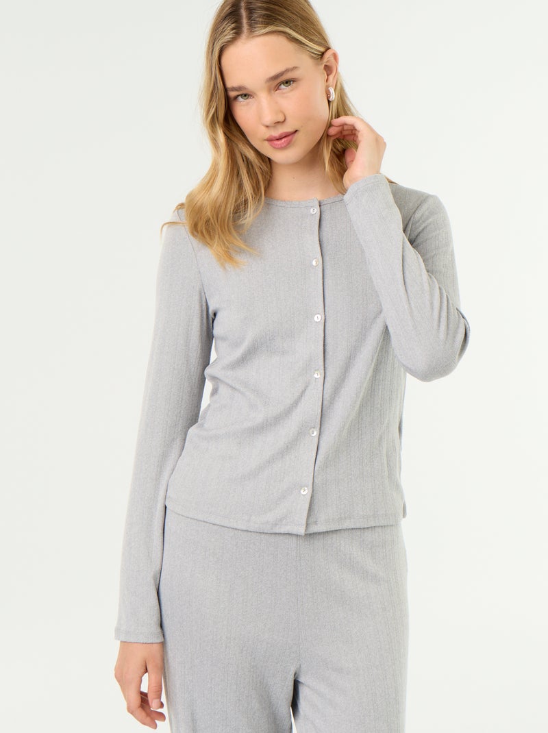 2-teiliger Pyjama aus Pointelle-Strick – Oberteil + Hose Gris - Kiabi