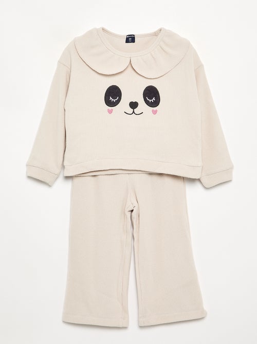 2-teiliger Pyjama aus Waffelstrick - Sweatshirt + Hose - Kiabi