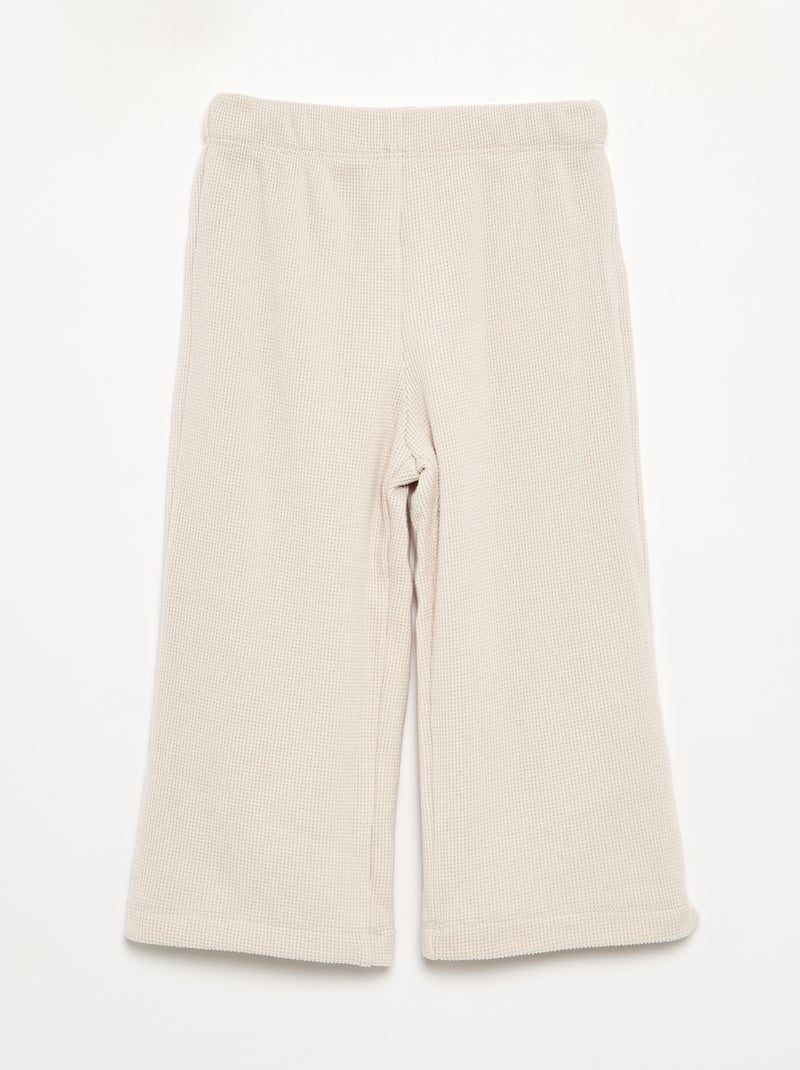 2-teiliger Pyjama aus Waffelstrick - Sweatshirt + Hose Ecru - Kiabi