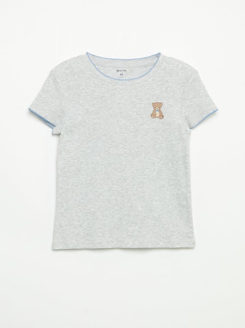 2-teiliger Pyjama – Kurzarm-T-Shirt + gestreifte Hose - Kiabi