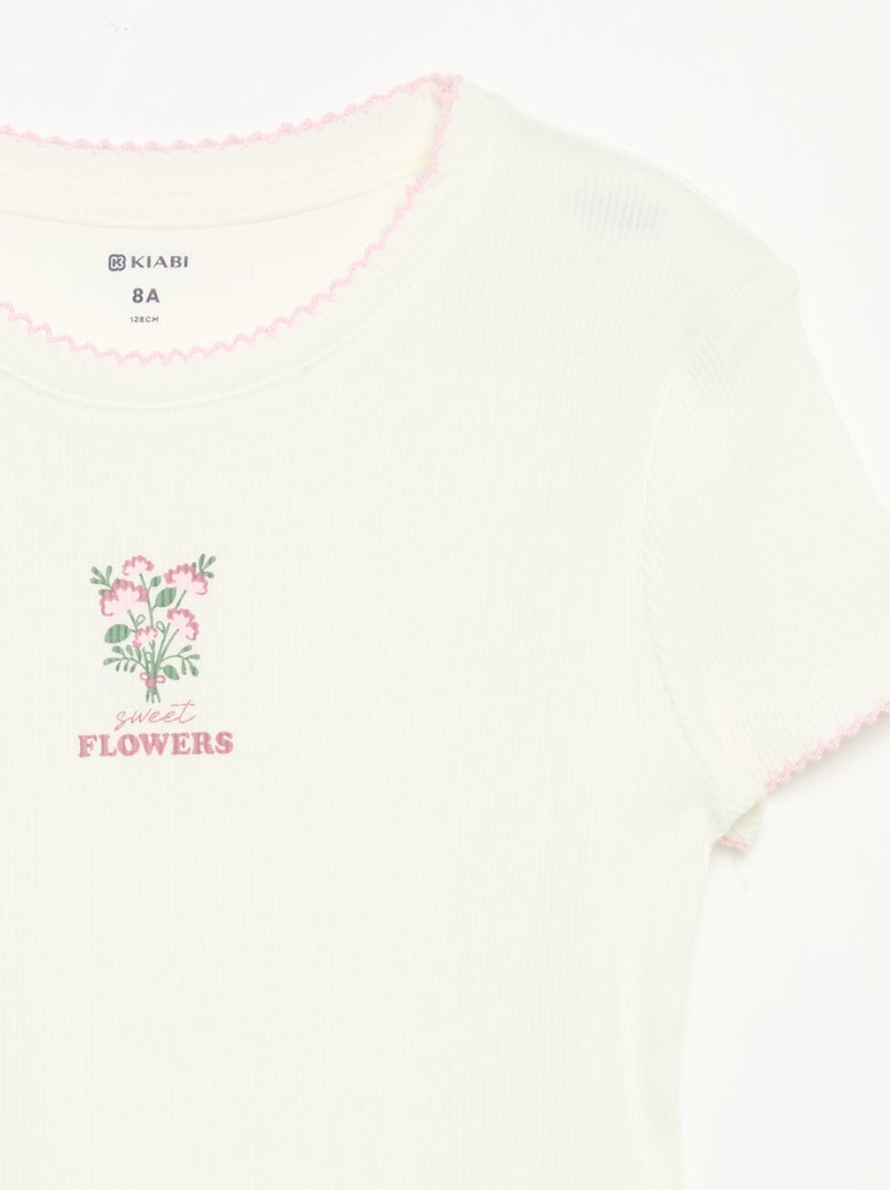 2-teiliger Pyjama – Kurzarm-T-Shirt + gestreifte Hose Rosa - Kiabi