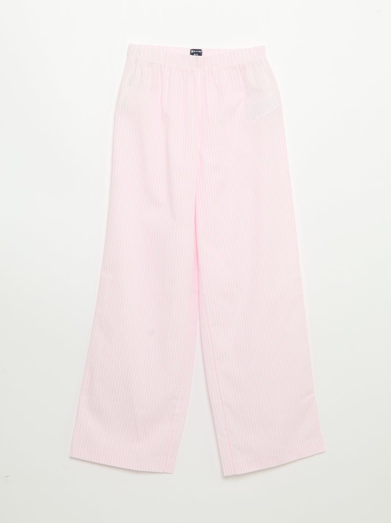 2-teiliger Pyjama – Kurzarm-T-Shirt + gestreifte Hose Rosa - Kiabi