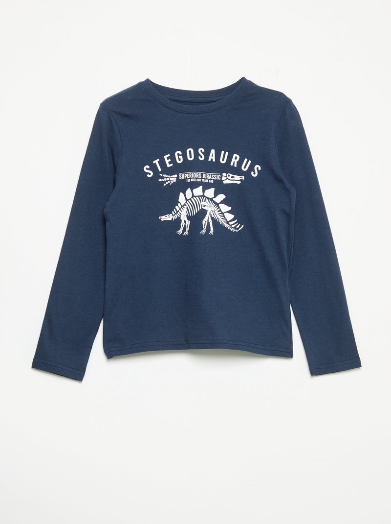 2-teiliger Pyjama – Langarm-T-Shirt + Hose Bleu - Kiabi