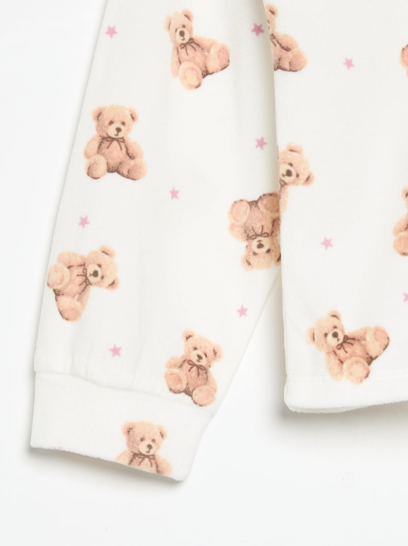 2-teiliger Pyjama mit Aufdruck - Sweatshirt + Hose Ecru - Kiabi