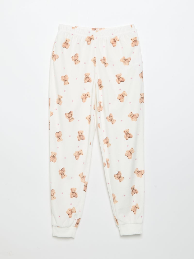 2-teiliger Pyjama mit Aufdruck - Sweatshirt + Hose Ecru - Kiabi
