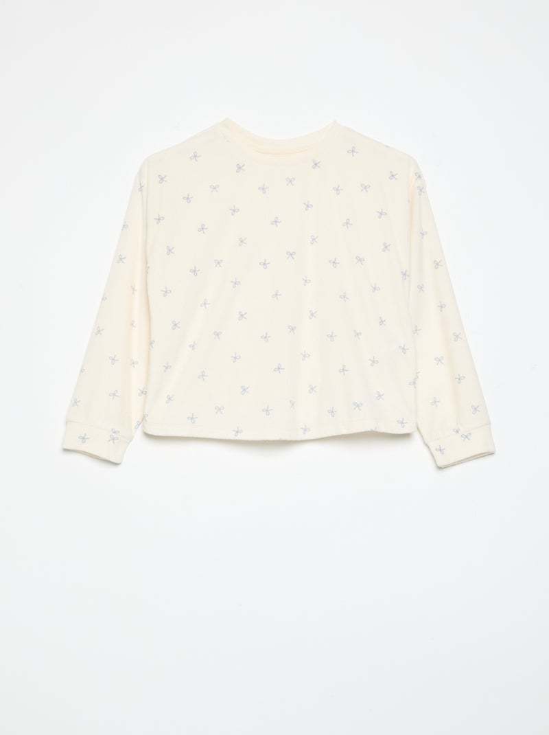 2-teiliger Pyjama mit Aufdruck - Sweatshirt + Hose Ecru - Kiabi