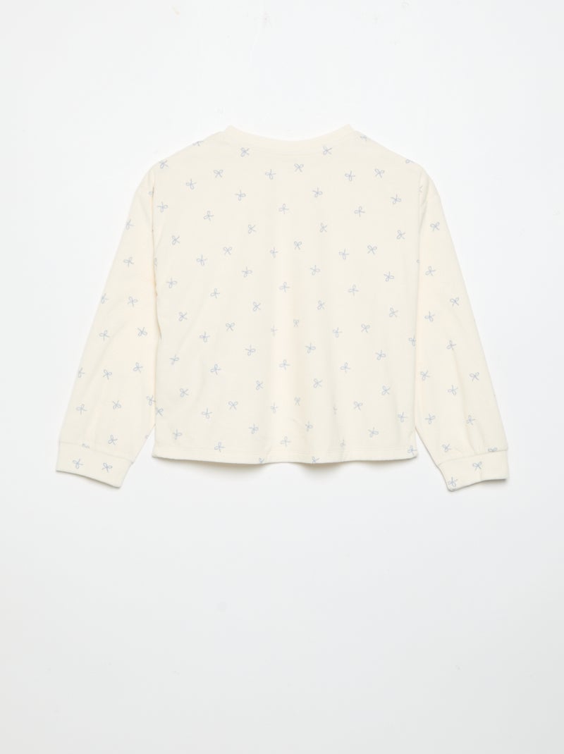 2-teiliger Pyjama mit Aufdruck - Sweatshirt + Hose Ecru - Kiabi