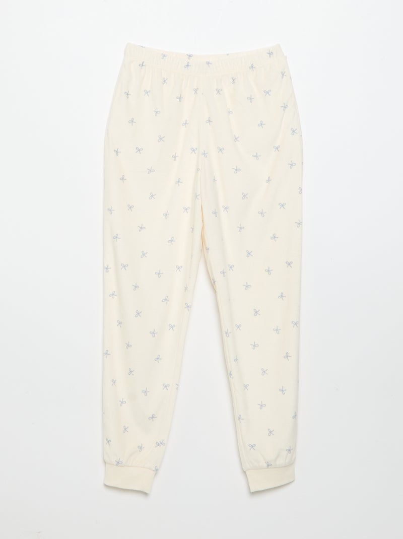 2-teiliger Pyjama mit Aufdruck - Sweatshirt + Hose Ecru - Kiabi