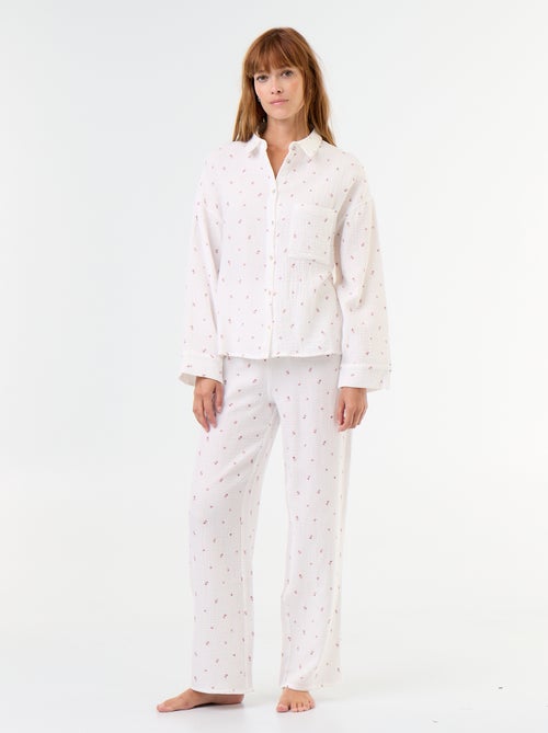 2-teiliger Pyjama mit Blumenmuster – aus Baumwollgaze - Kiabi