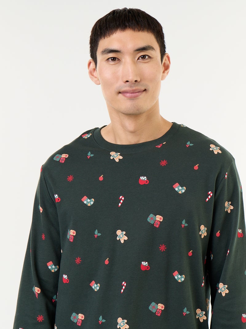 2-teiliger Pyjama T-Shirt + Hose 'Weihnachten' Vert - Kiabi