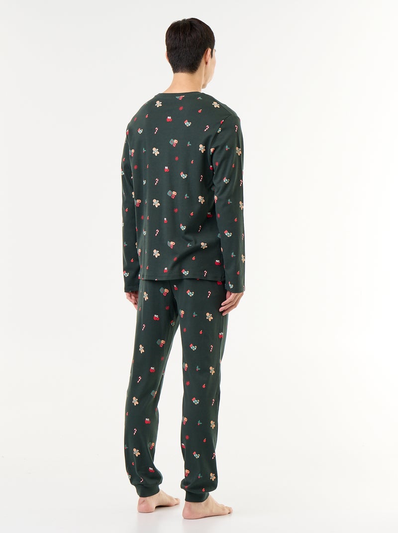 2-teiliger Pyjama T-Shirt + Hose 'Weihnachten' Vert - Kiabi