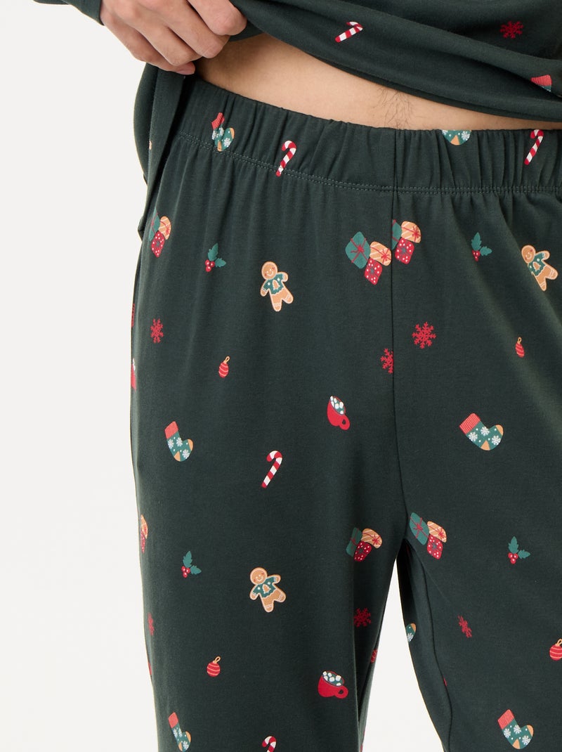 2-teiliger Pyjama T-Shirt + Hose 'Weihnachten' Vert - Kiabi