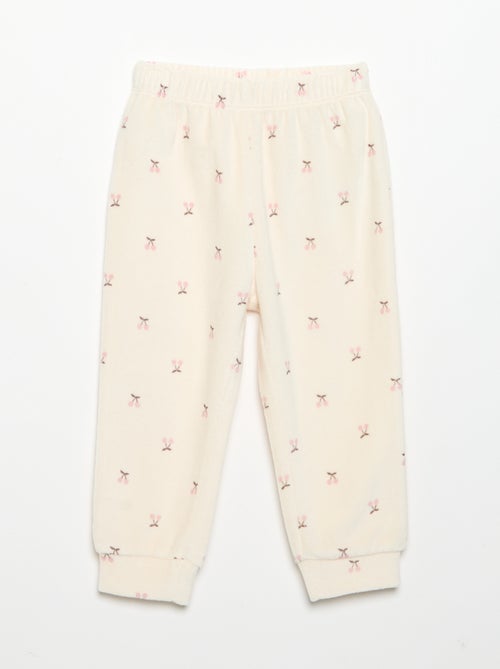 2-teiliger Samtpyjama – Sweatshirt mit Rüschen an den Armausschnitten + Hose - Kiabi 2-teiliger Samtpyjama – Sweatshirt mit Rüschen an den Armausschnitten + Hose - Kiabi
