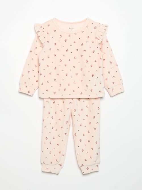 2-teiliger Samtpyjama – Sweatshirt mit Rüschen an den Armausschnitten + Hose - Kiabi 2-teiliger Samtpyjama – Sweatshirt mit Rüschen an den Armausschnitten + Hose - Kiabi