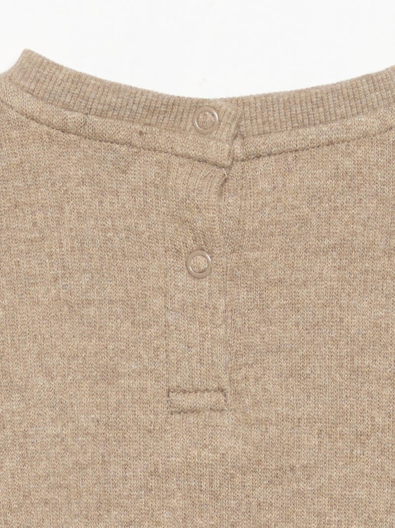 2-teiliges Rippstrick-Set - Sweatshirt + Hose Beige - Kiabi