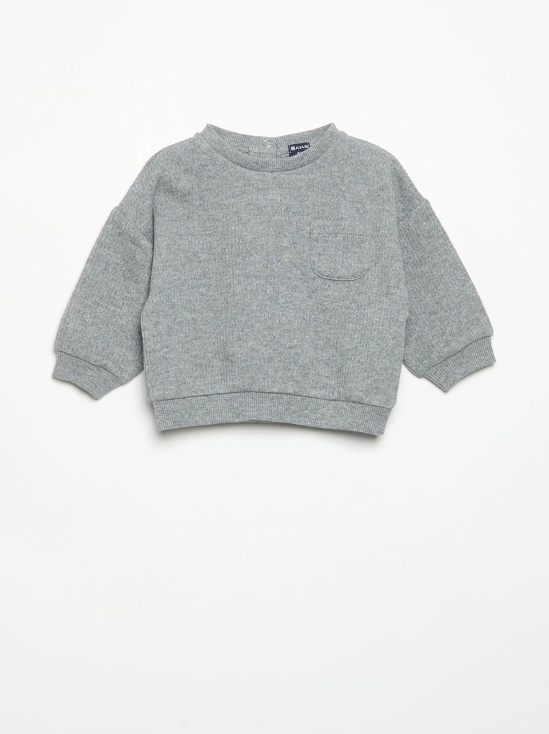 2-teiliges Rippstrick-Set - Sweatshirt + Hose Gris - Kiabi