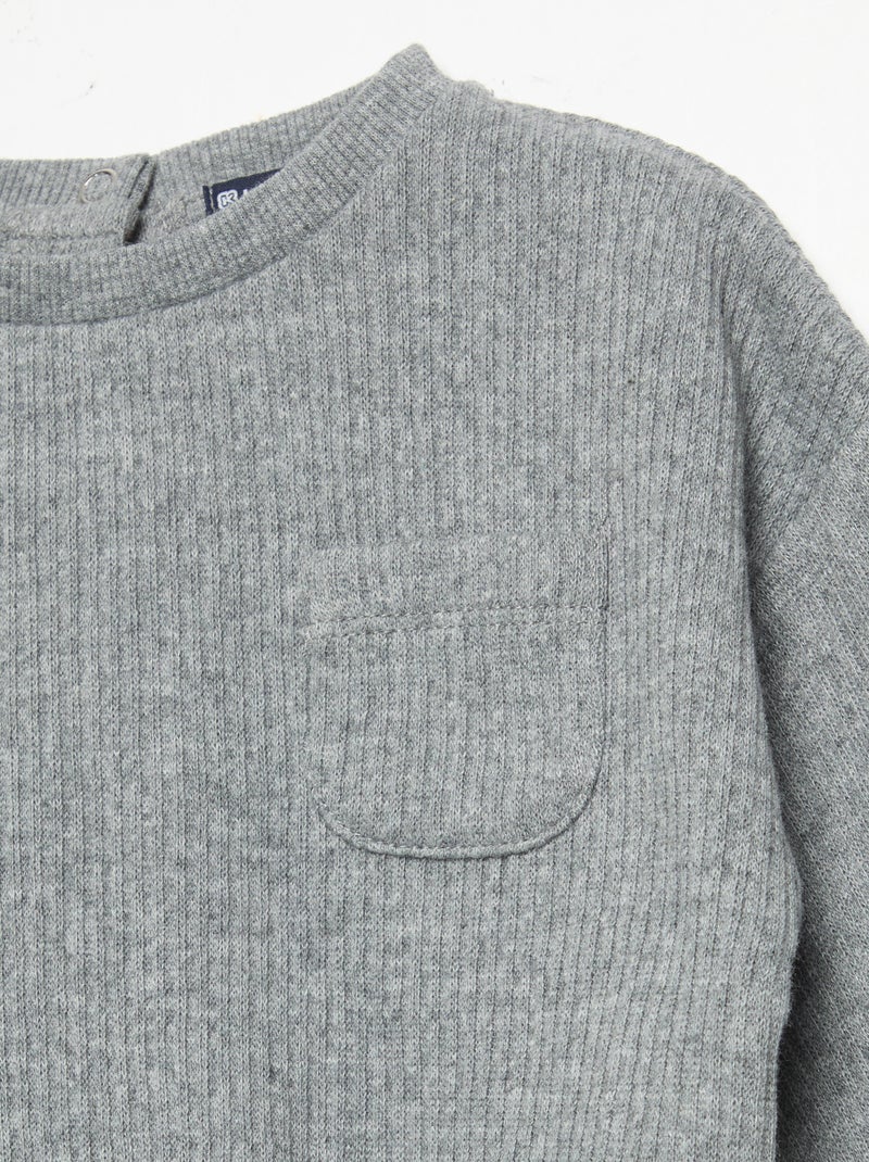 2-teiliges Rippstrick-Set - Sweatshirt + Hose Gris - Kiabi