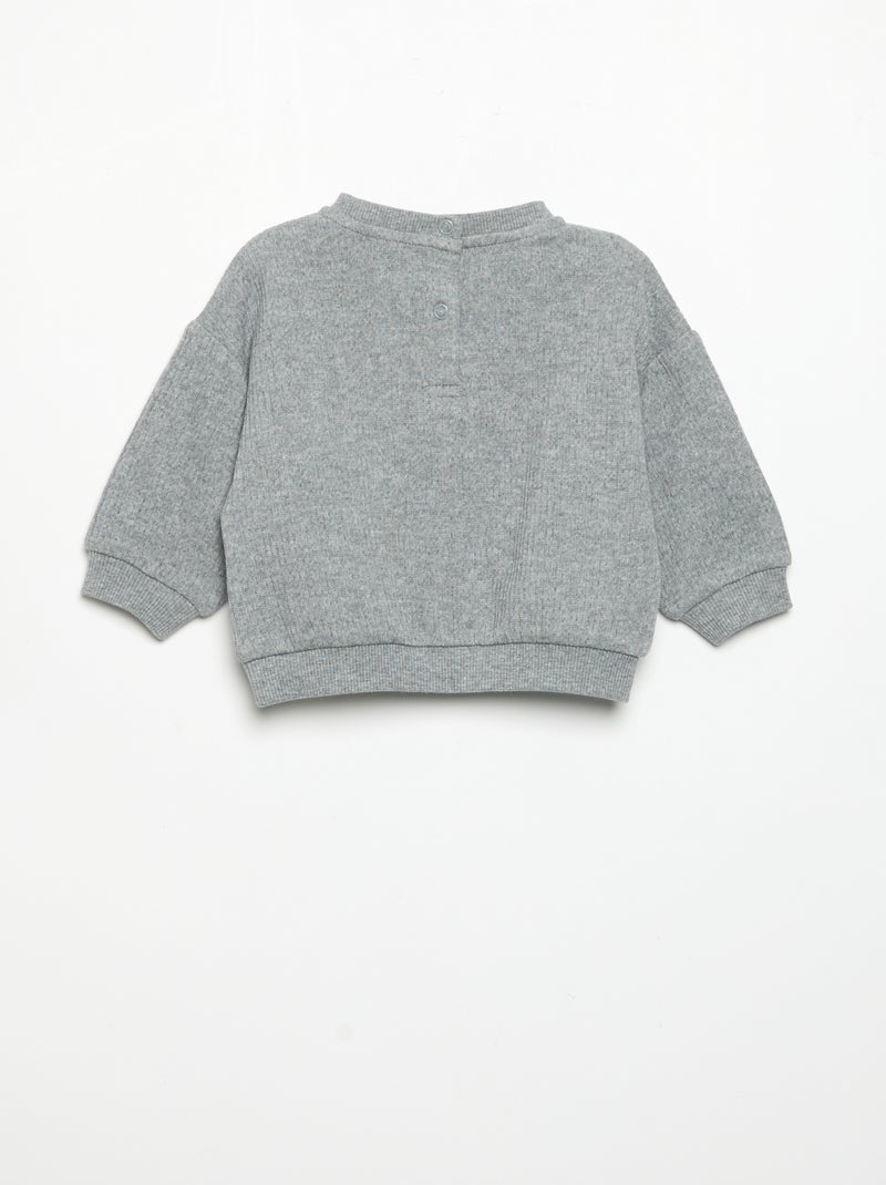 2-teiliges Rippstrick-Set - Sweatshirt + Hose Gris - Kiabi