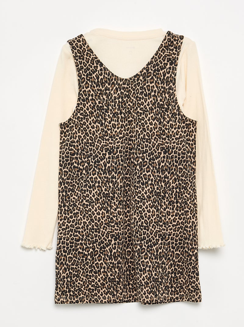 2-teiliges Set - Kleid + Langarm-T-Shirt Beige - Kiabi