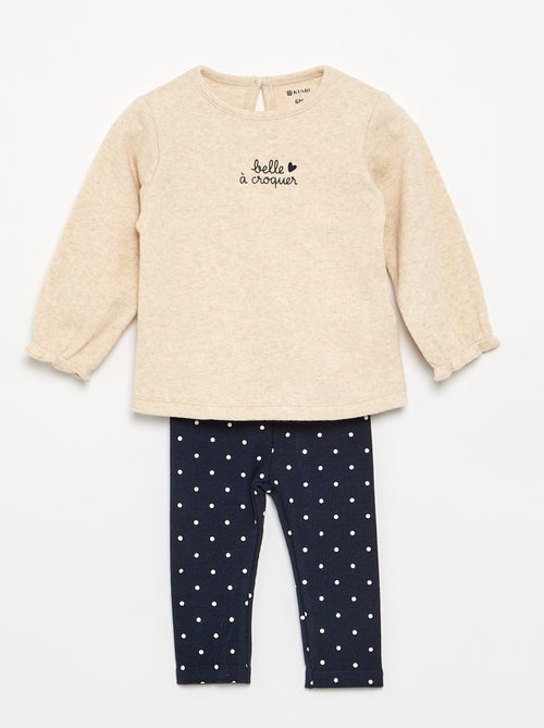 2-teiliges Set - Langarm-T-Shirt + Leggings - Kiabi