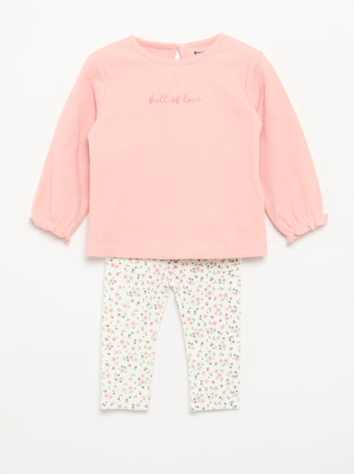 2-teiliges Set - Langarm-T-Shirt + Leggings - Kiabi
