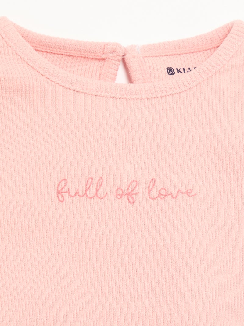 2-teiliges Set - Langarm-T-Shirt + Leggings Rose - Kiabi