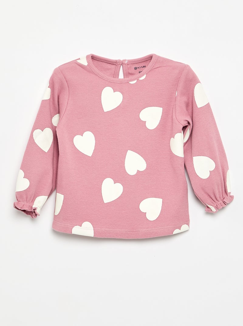 2-teiliges Set - Langarm-T-Shirt + Leggings Rose - Kiabi
