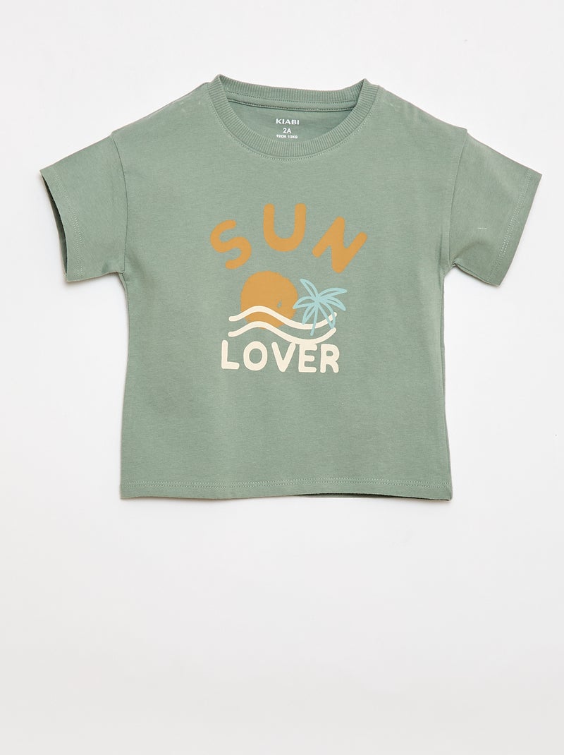 2-teiliges Set aus Baumwolle: T-Shirt + Shorts Grün - Kiabi