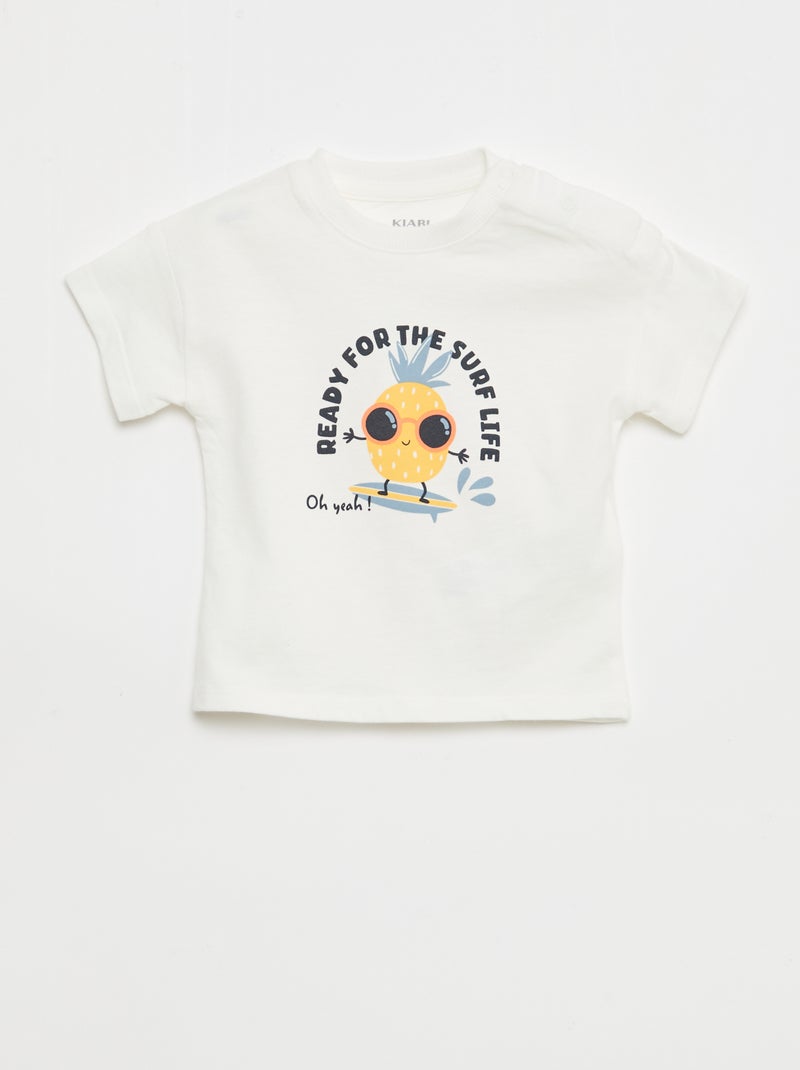 2-teiliges Set aus Baumwolle: T-Shirt + Shorts Weiß - Kiabi