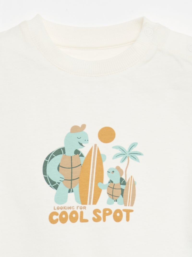2-teiliges Set aus Baumwolle: T-Shirt + Shorts Weiß - Kiabi