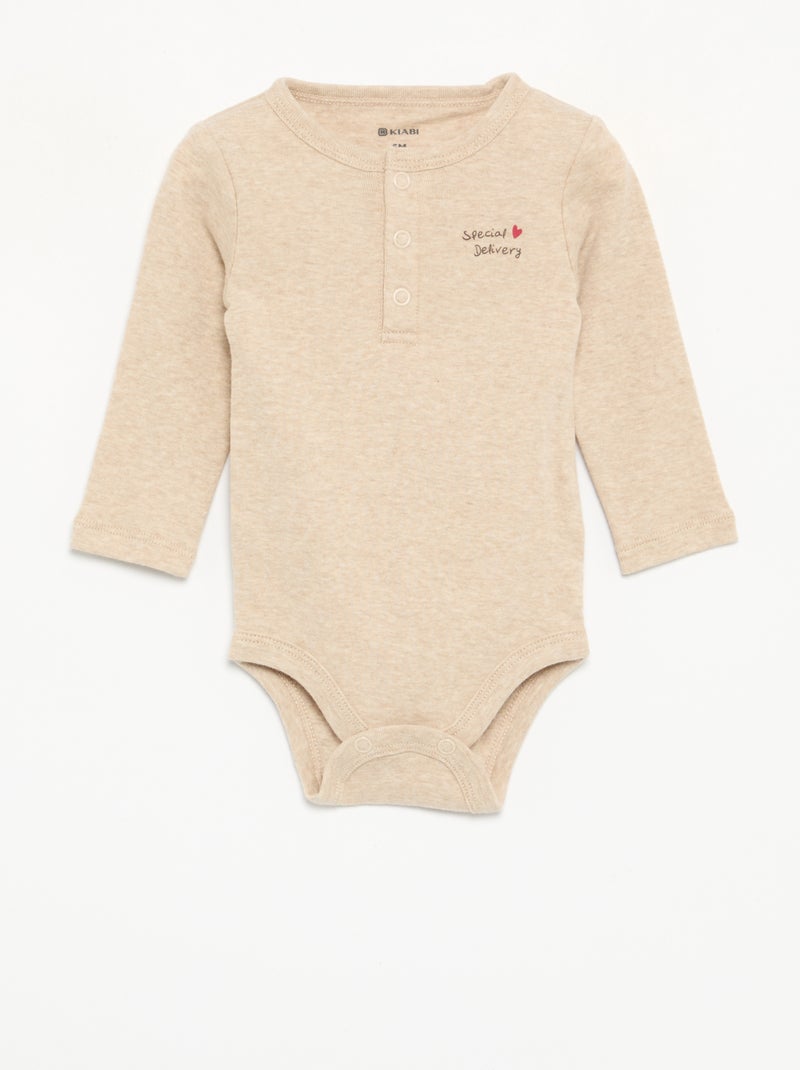 2-teiliges Set – Langarm-Body + Leggings Beige - Kiabi